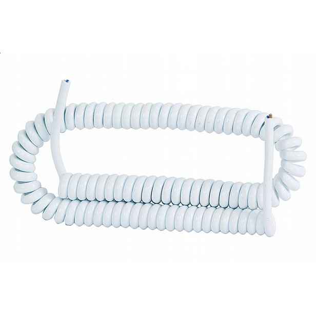 Připojovací kabel Spirálový šňůra 3x1,50 mm2 Bílý roztažitelný do 5 m