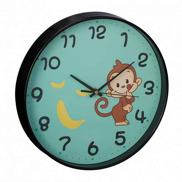 Relaxdays HODINY Tyrkysová Černá motiv opice 29,5 cm