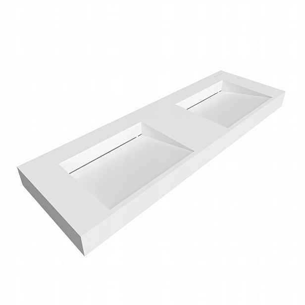 Umyvadlo Seravia Solid Surface Bílá s lineárním odtokem, dvojité, 140 cm