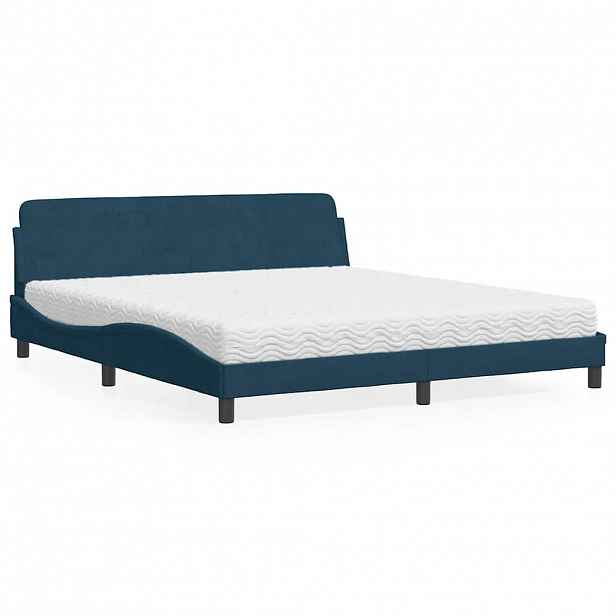 vidaXL Postel s matrací Dover modrá 180 x 200 cm samet