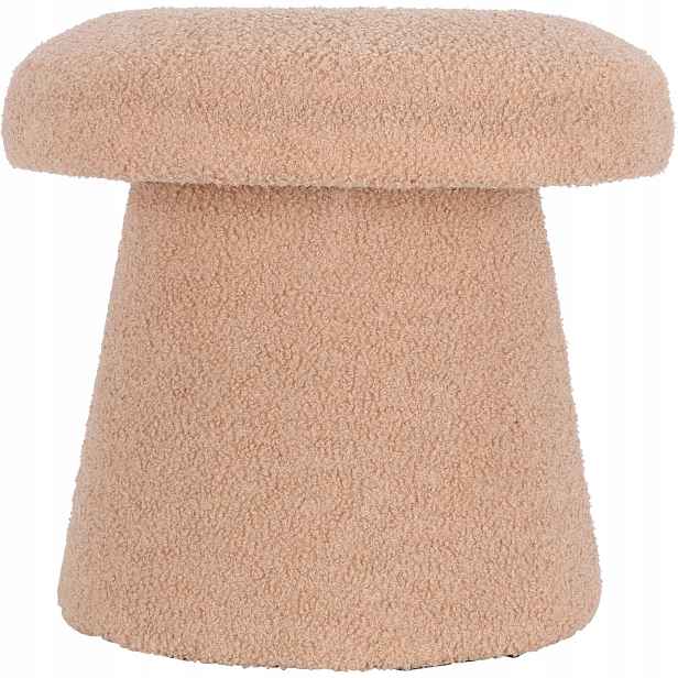Kulatý čalouněný puf Teddy ve tvaru houby boucle, 43 x 38 cm