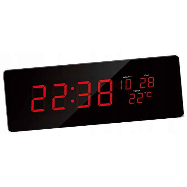 Velké Led Hodiny Červené Jvd DH2.2 Datum Teplota Délka 51 cm Číslice 7,5 cm