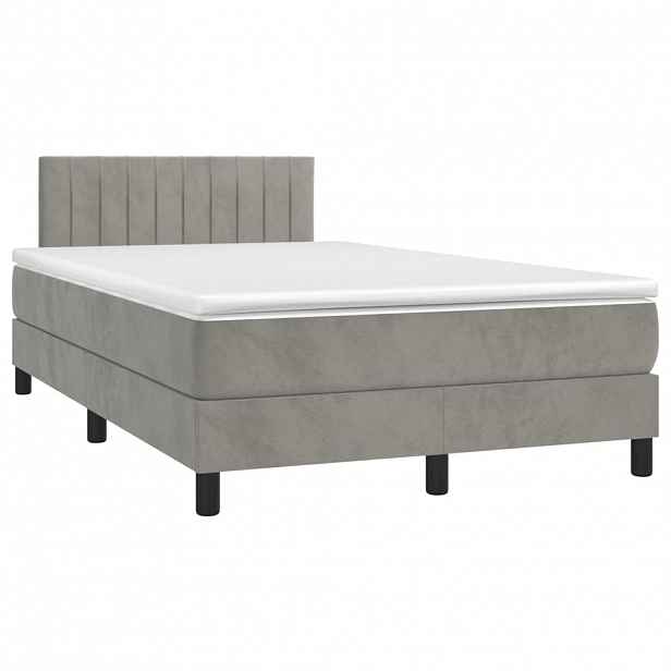vidaXL Box spring postel s matrací světle šedá 120x190 cm samet