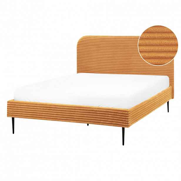 Beliani ČALOUNĚNÁ POSTEL s roštem 140x200 cm Oranžová Flayat
