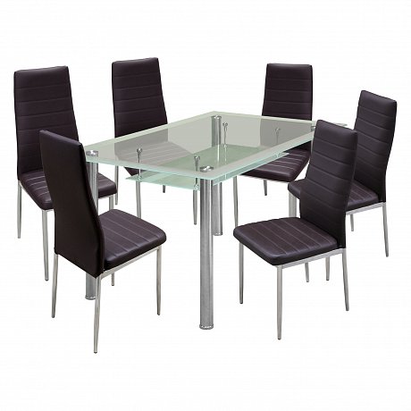 Jídelní stůl VENEZIA + 6 židlí MILÁNO hnědá
