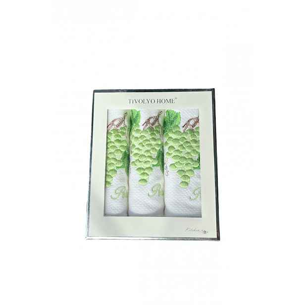 Kuchyňské utěrky WISTERIA, 3 ks Zelená Sada (3ks, 40x60 cm)