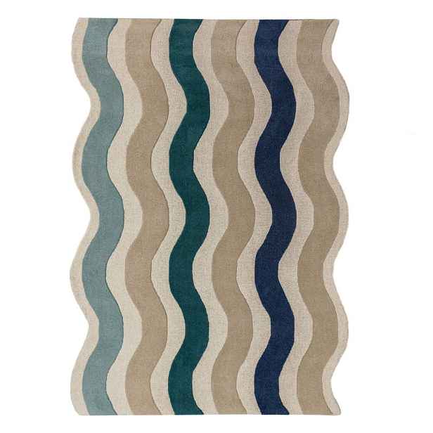 Modrý ručně tkaný vlněný koberec 160x230 cm Cascade Wool – Flair Rugs
