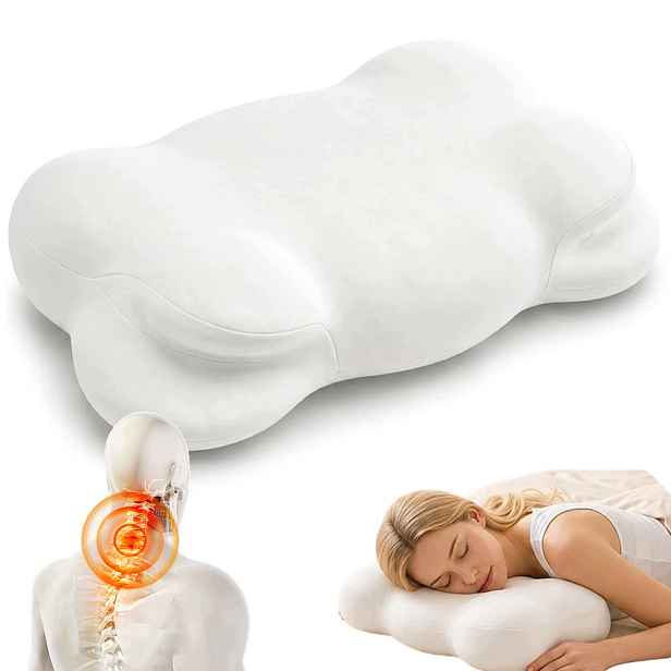 Polštář z paměťové pěny, regulovatelný, ergonomický na bolest krku, bílý