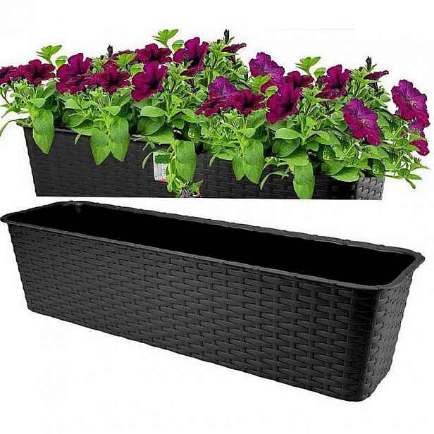 TEMU Balkónový květináč z ratanu 59 cm s 10L poddouškou