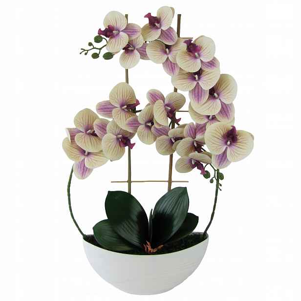 Orchidej Real Touch 60 cm, gumovaná v květináči Luna 2