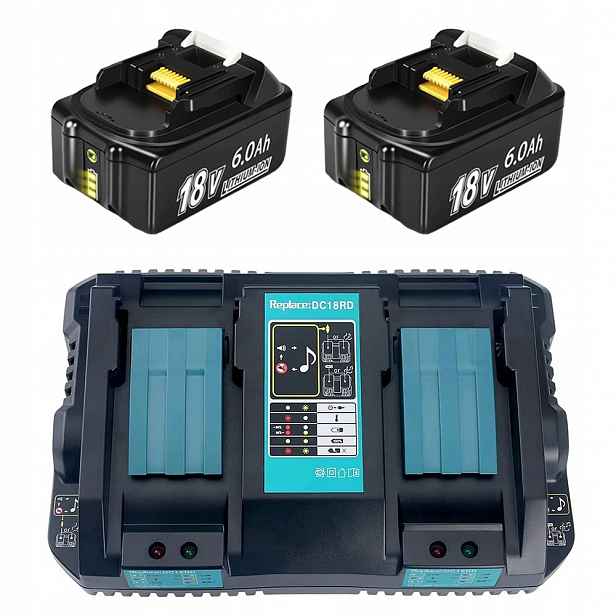 2x Akumulátor pro Makita 18V 6Ah BL1860 BL1850 BL1840B Nabíječka 14.4 -18V