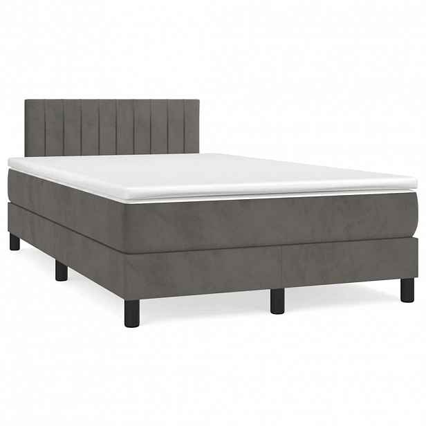 vidaXL Box spring postel s matrací tmavě šedý 120x190 cm samet