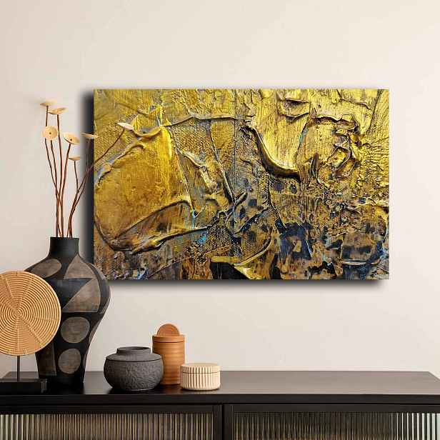 Dekorativní obraz na plátně žlutohnědá abstrakce, 45 x 70 cm