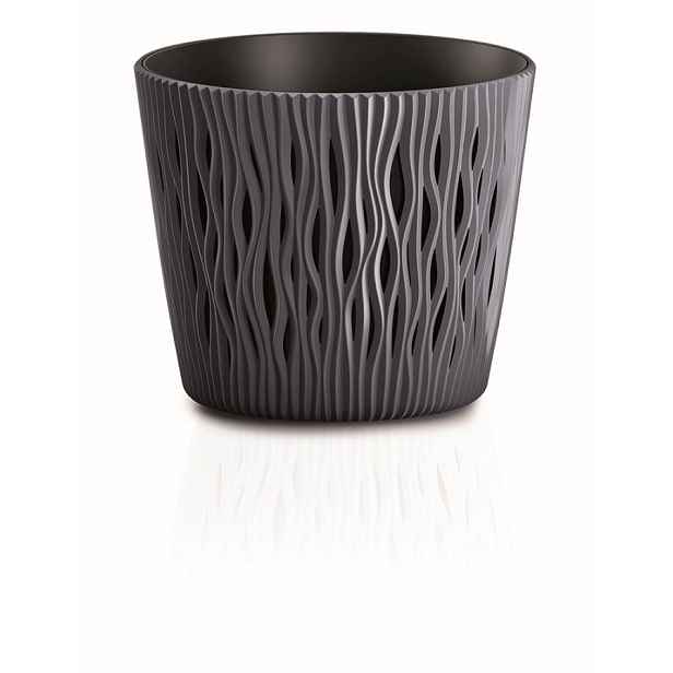 Prosperplast Květináč s vkladem Sandy Round antracit, varianta 12,8 cm