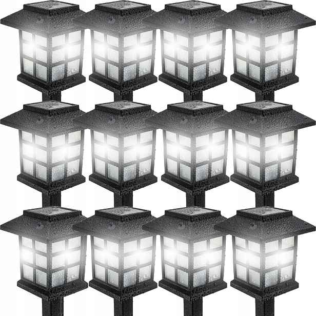 12X Solární Zahradní Lampa Led Zapichovatelná Do Zahrady Domek Lucerna Lampy