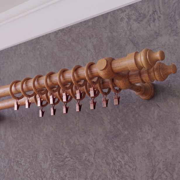 Dřevěná garnýž Ø 28 mm více rozměrů LINDA WALL FIX dub dvouřadá Mybesthome Rozměr: 200 cm