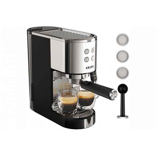 Pákový kávovar KRUPS Virtuoso+ XP444C10 Černý/Nerezový