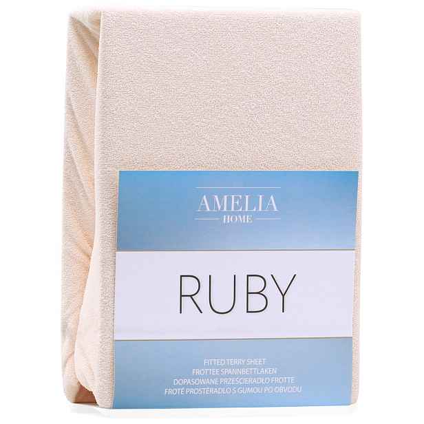 Restilo Froté prostěradlo s gumou AmeliaHome Ruby světle béžové, velikost 180-200x200