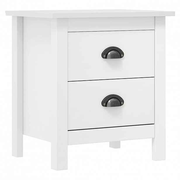 vidaXL Noční stolek Hill bílý 46 x 35 x 49,5 cm masivní borové dřevo