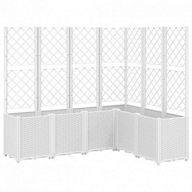 vidaXL Zahradní truhlík s treláží bílý 160 x 120 x 140 cm PP