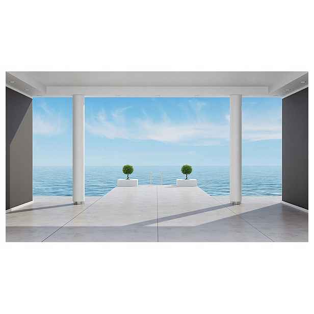 Vliesová fototapeta Světle Modrá Bílá Klid Mořský minimalismus 250x175 lepidlo