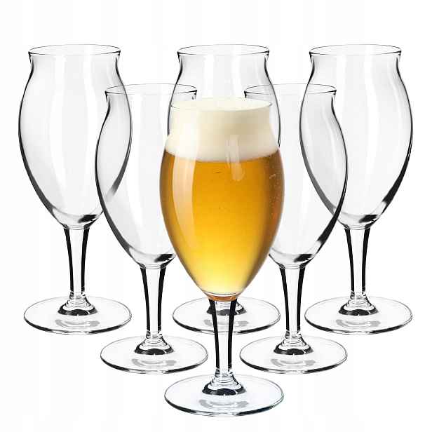 Pivní Sklenice Sklenice Na Pivo Kufříky Pivo Skleněné Sklo Vysoký Kalich 410 ml 6 ks