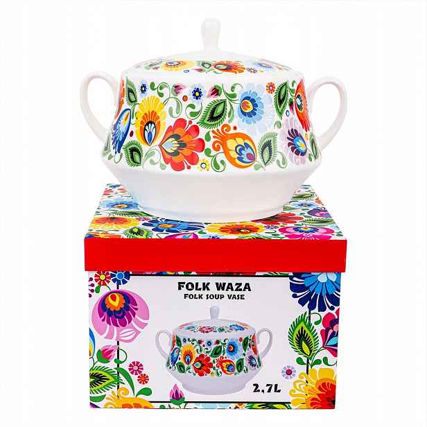 Polévková mísa Wanda – 2,7 l, porcelán, v dárkové krabičce, lidové květy