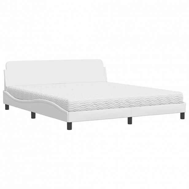 vidaXL Postel s matrací Dover bílá 180 x 200 cm umělá kůže
