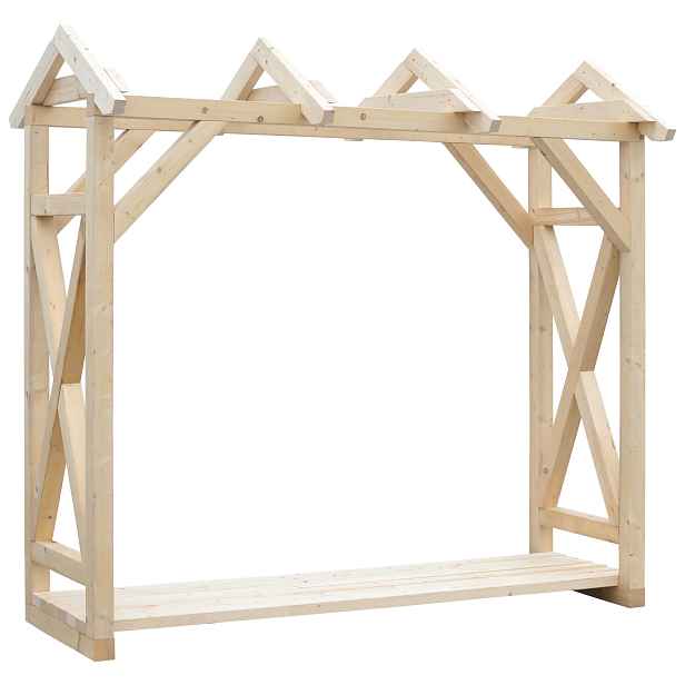 Dřevník samostatně stojící se sedlovou střechou 760×2 295×2 460 mm