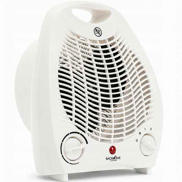 Elektrické topení s ventilátorem a bezpečnostním spínačem, bílá