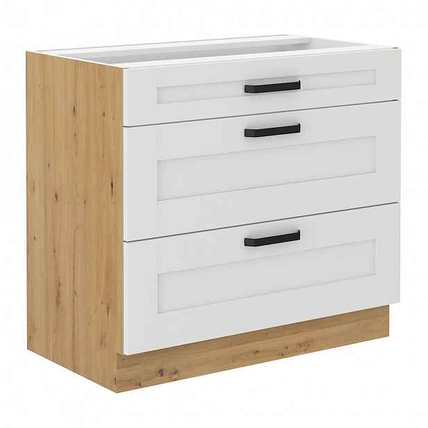 Spodní skříňka LULA 80 D 3S BB Tempo Kondela Dub artisan / bílá