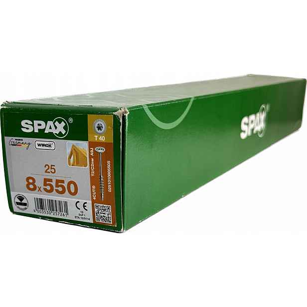 Šrouby pro dřevěné konstrukce 8x550 mm Spax Wirox Talířová hlava 25 Ks
