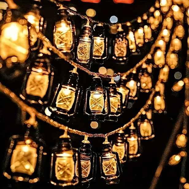 TEMU 1 ks Vintage olejové lampy LED řetěz, ideální pro letní kempování, Ramadán a Vánoce, vhodné pro zimní rodinné oslavy, party dekorace, pokoje,