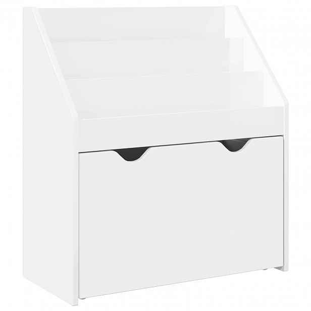 vidaXL Dětský regál se zásuvkou Vysoce lesklá bílá 60 x 29,5 x 69 cm