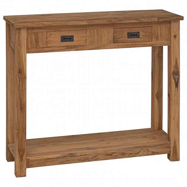 vidaXL Konzolový stolek Přírodní 90 x 30 x 80 cm Pevné teakové dřevo
