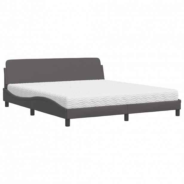 vidaXL Postel s matrací Dover šedá 180 x 200 cm umělá kůže