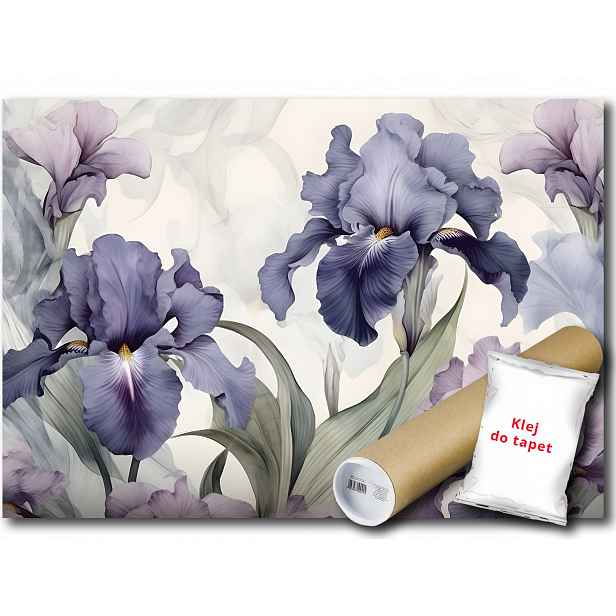 Vinylová fototapeta s motivem květin, kosatců a přírody, rozměr 152x104 cm