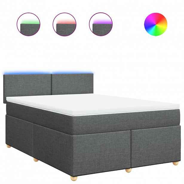 vidaXL Box spring postel s matrací tmavě šedá 140x200 cm textil