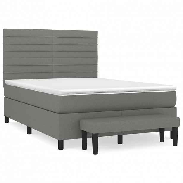 vidaXL Box spring postel s matrací tmavě šedá 140x200 cm textil