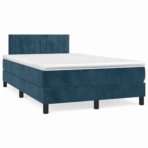 vidaXL Box spring postel s matrací tmavě modrá 120x190 cm samet