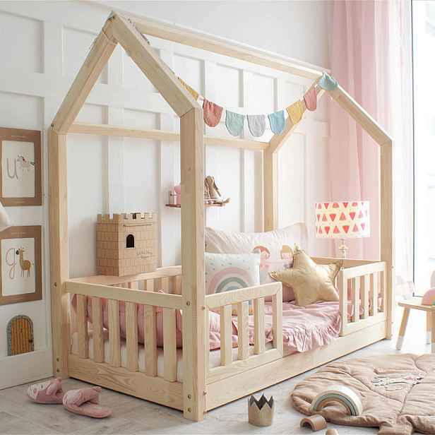 Petits-meubles DOMEČKOVÁ POSTEL 80/160 Daisy Přírodní dřevo