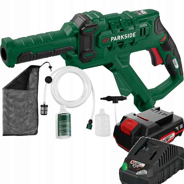 Tlaková myčka Parkside akumulátor 2Ah myčka Pdra 20V příslušenství Set