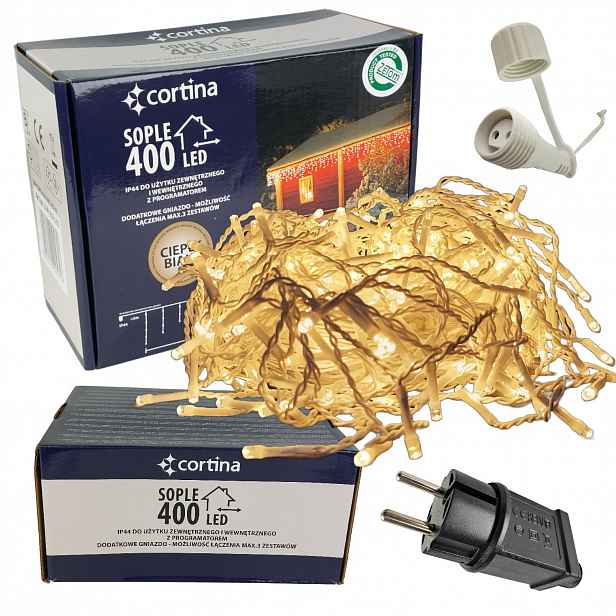 Vánoční Osvětlení Na Stromeček Rampouchy 400 Led Wew/zew 8 Funkcí Závěsný Vánoční Stromek