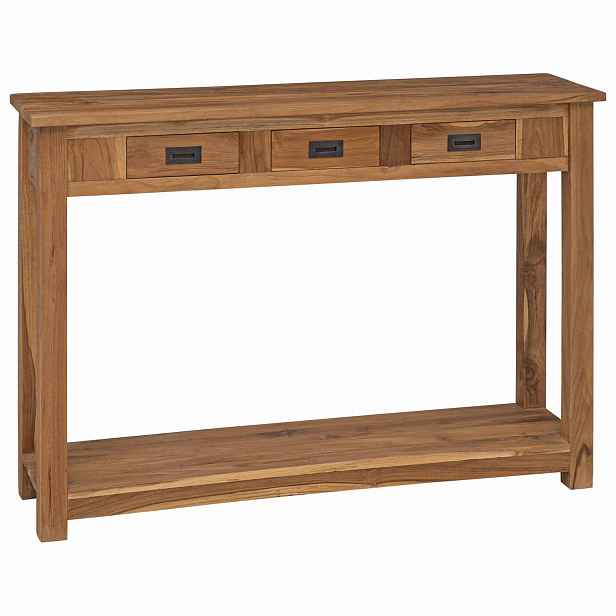 vidaXL Konzolový stolek Přírodní 110 x 30 x 80 cm Pevné teakové dřevo