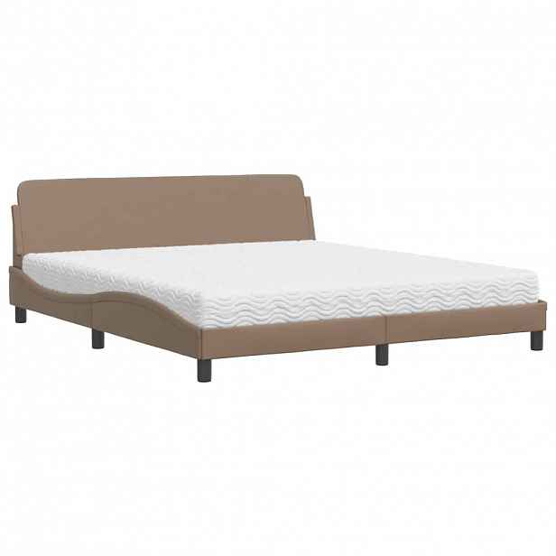 vidaXL Postel s matrací Dover cappuccino 180 x 200 cm umělá kůže