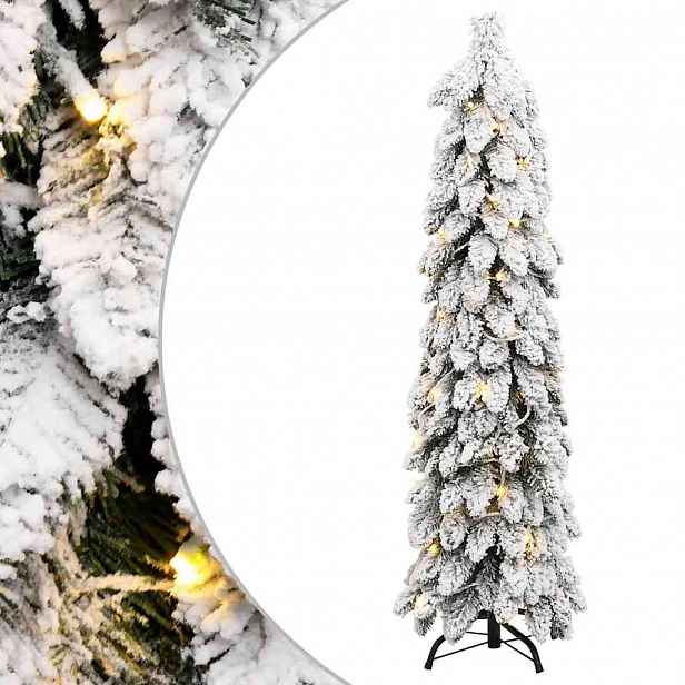 vidaXL Umělý vánoční stromek s LED osvětlením zasněžený 80 LED 150 cm