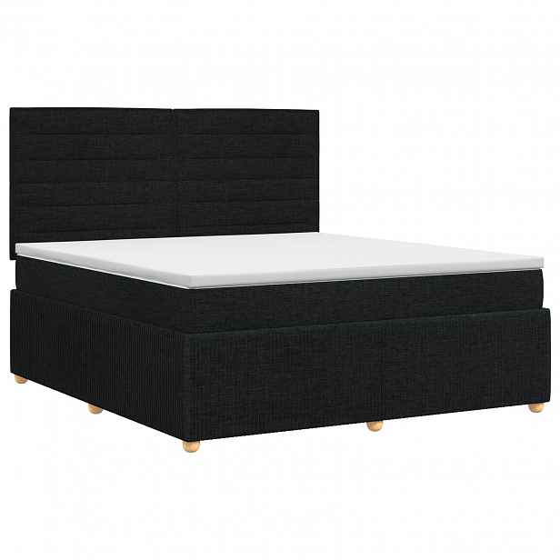 vidaXL Postel boxspring s matrací s čelo Černá 140 x 190 cm Textil