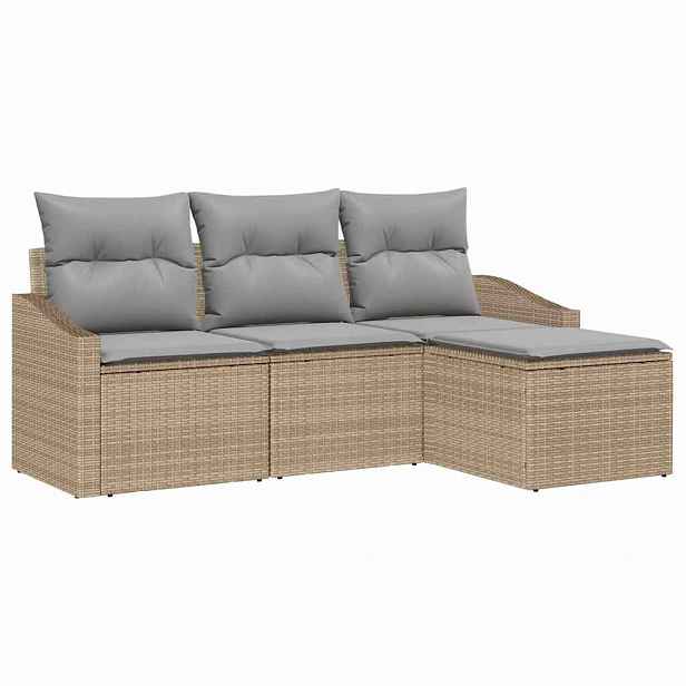vidaXL Set pohovek 4 ks Béžová polyratan