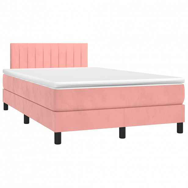 vidaXL Box spring postel s matrací růžová 120x190 cm samet