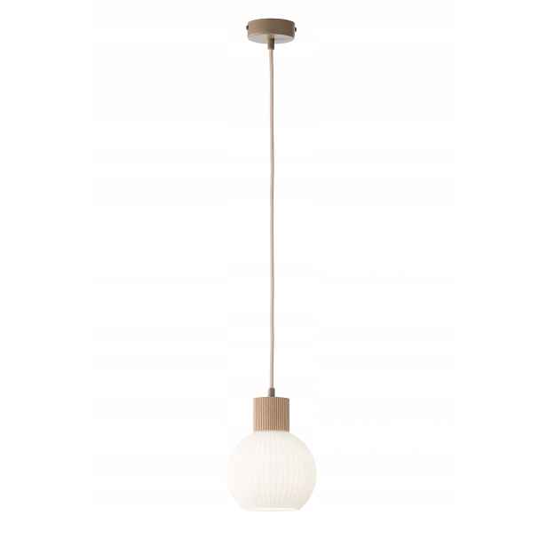 Závěsná lampa skandinávská bílá ryhovaná koule E27 15W Alba Sigma Lighting